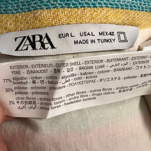 NEW Zara Cotton Blend Jacquard Multi-colored Bomber Jacket, Size L - Picture 16 of 16